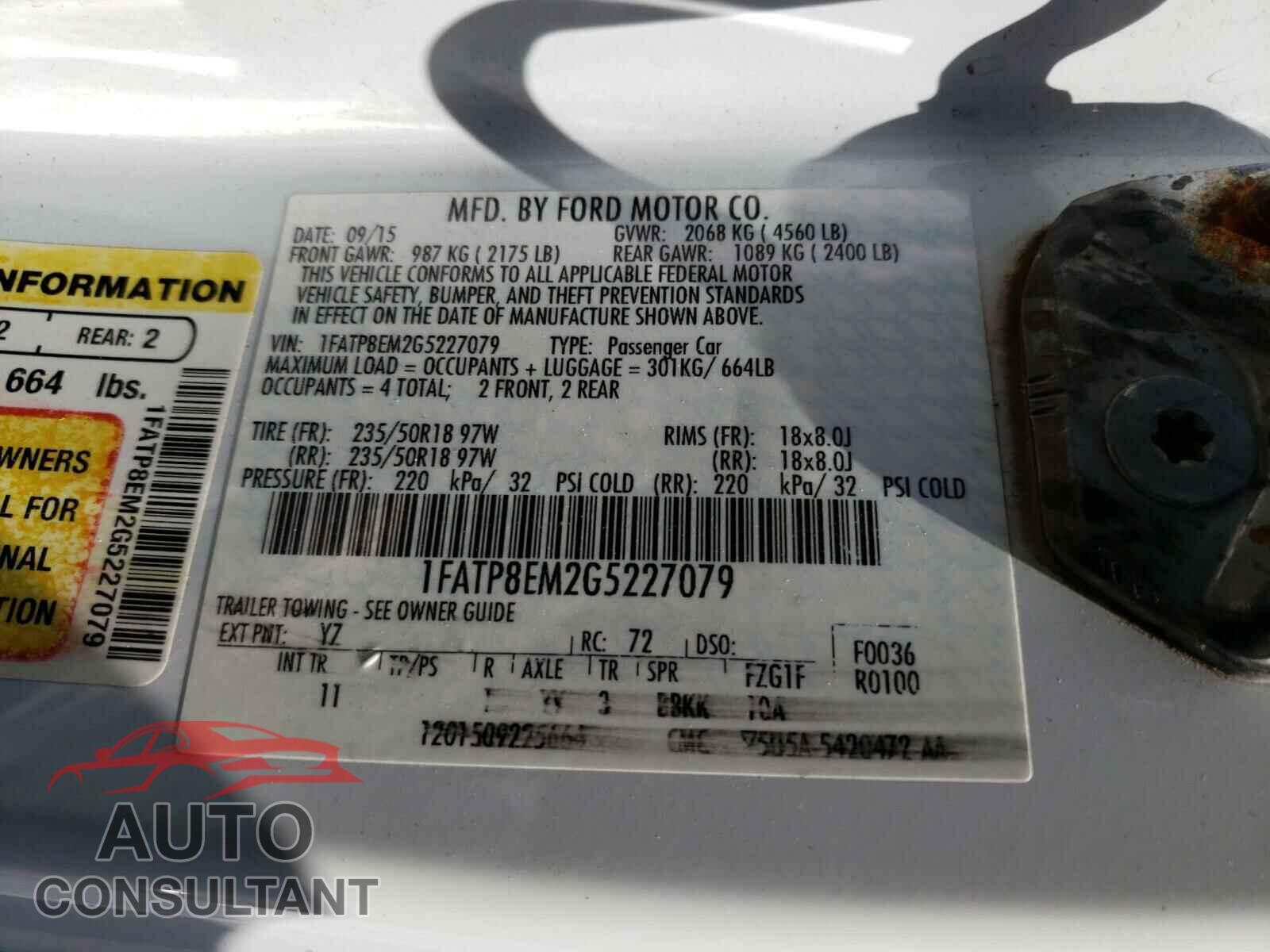 FORD MUSTANG 2016 - 1FATP8EM2G5227079