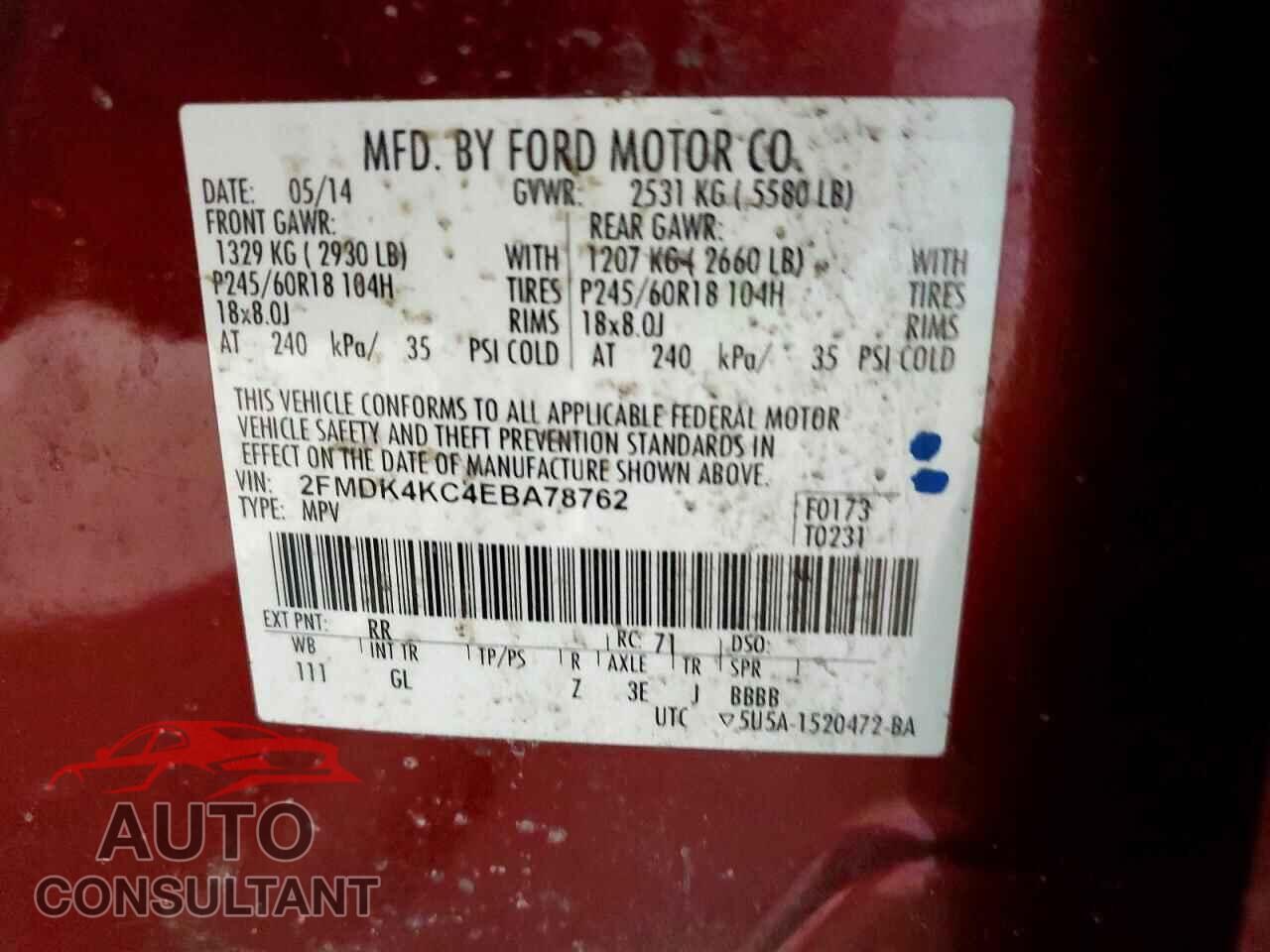 FORD EDGE 2014 - 2FMDK4KC4EBA78762