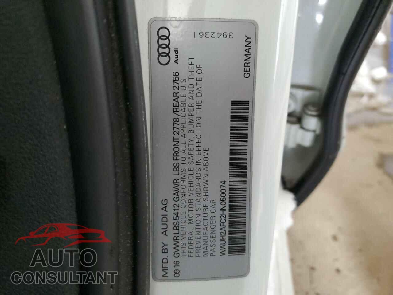 AUDI A6 2017 - WAUH2AFC2HN050074