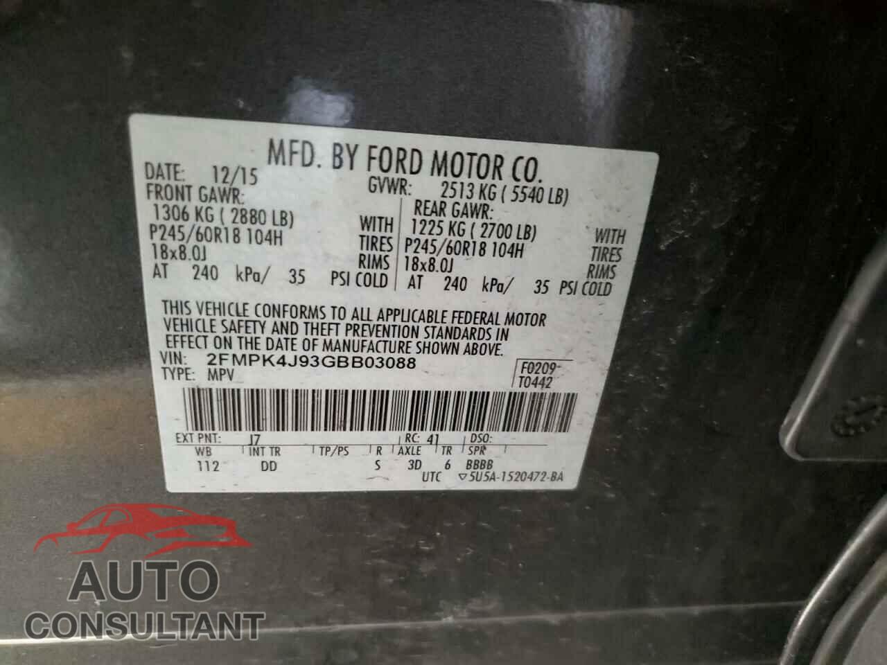 FORD EDGE 2016 - 2FMPK4J93GBB03088