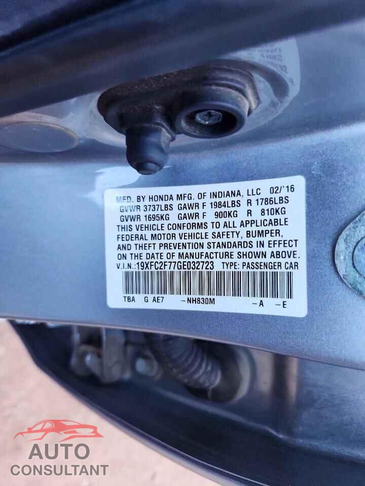 HONDA CIVIC 2016 - 19XFC2F77GE032723
