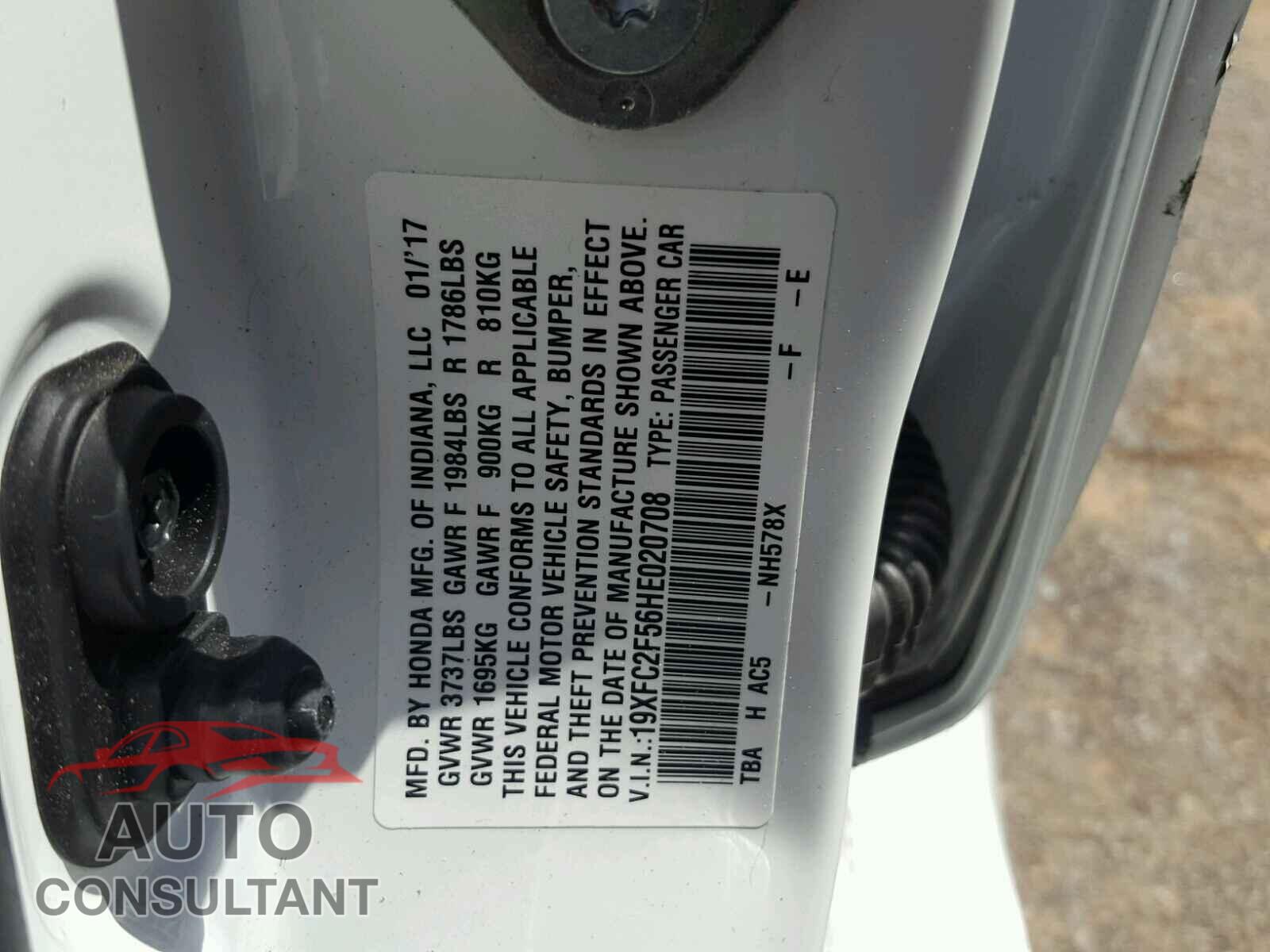 HONDA CIVIC LX 2017 - 19XFC2F56HE020708