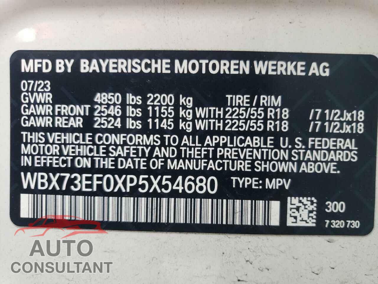 BMW X1 2023 - WBX73EF0XP5X54680