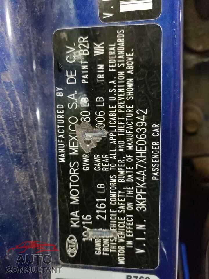 KIA FORTE 2017 - 3KPFK4A7XHE063942