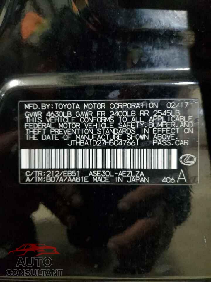 LEXUS IS 2017 - JTHBA1D27H5047661
