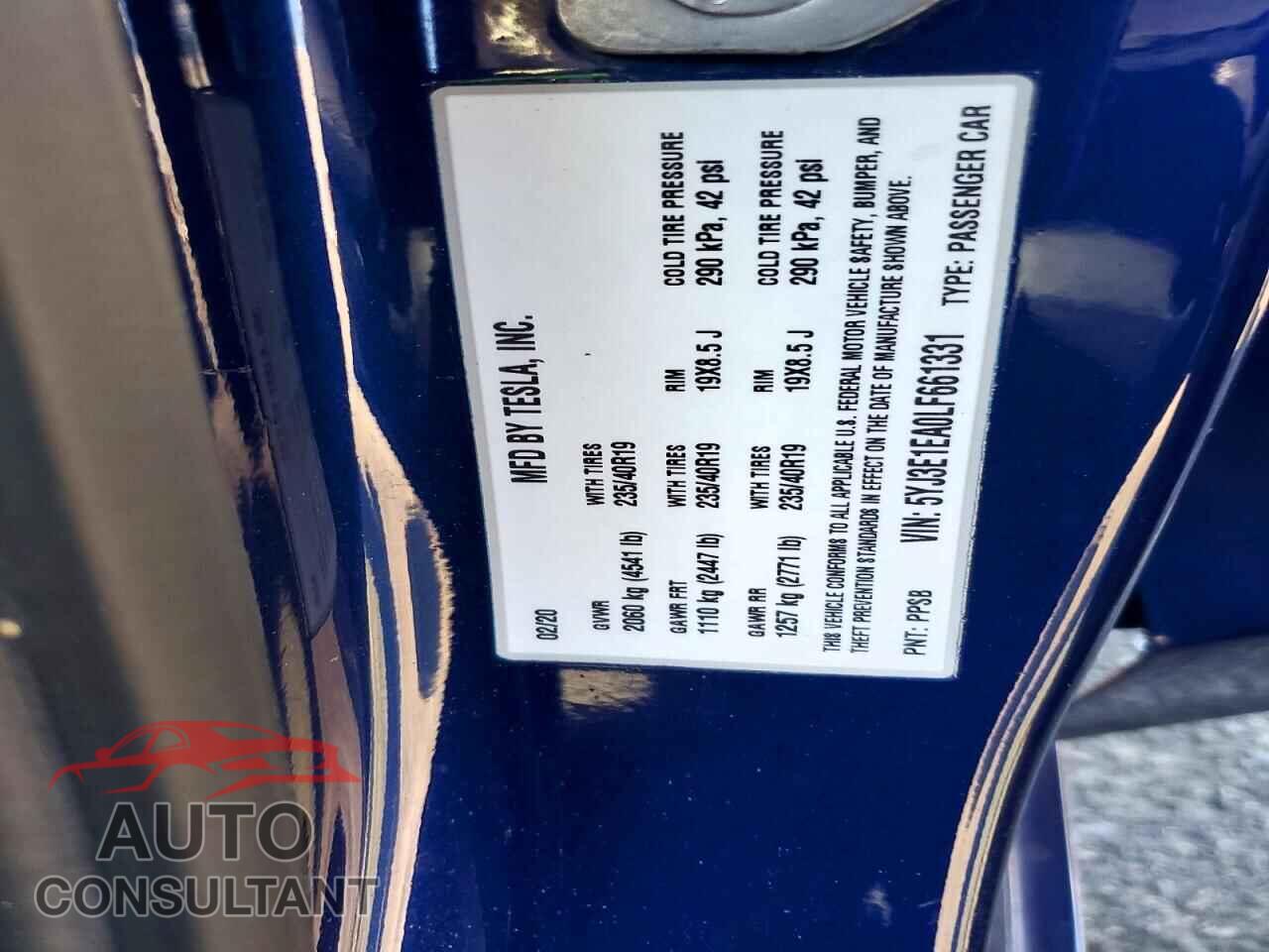 TESLA MODEL 3 2020 - 5YJ3E1EA0LF661331