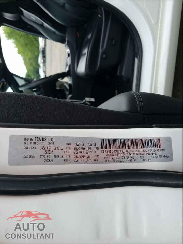 DODGE DURANGO 2019 - 1C4SDJCT4KC738152
