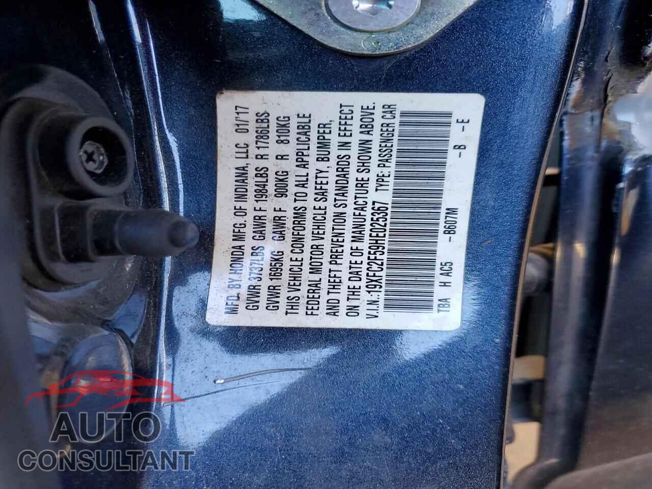 HONDA CIVIC 2017 - 19XFC2F59HE025367
