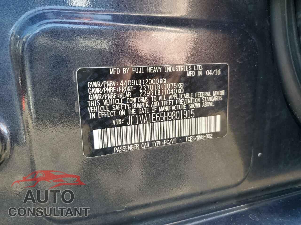 SUBARU WRX 2017 - JF1VA1E65H9801915