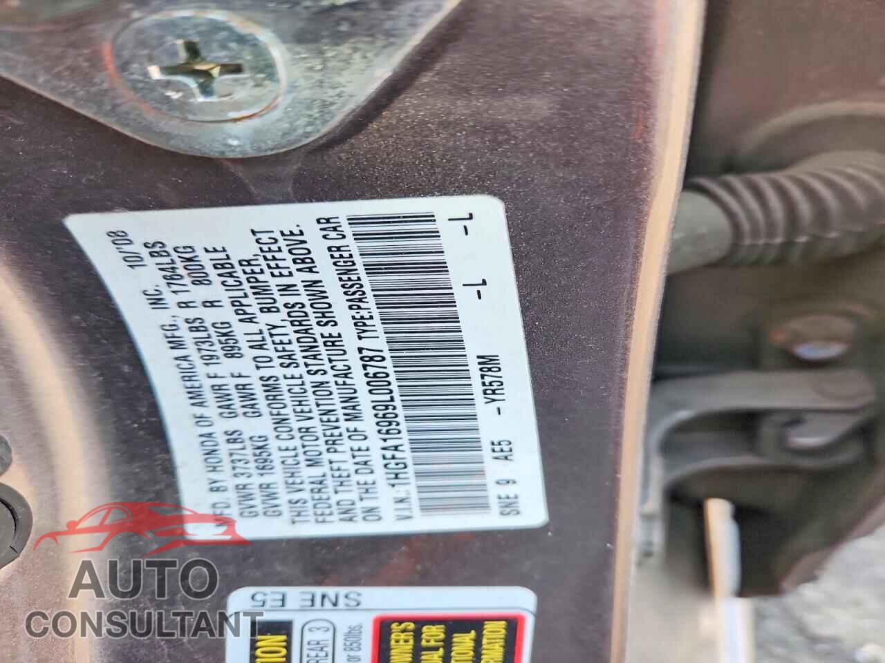 HONDA CIVIC 2009 - 1HGFA16969L006787