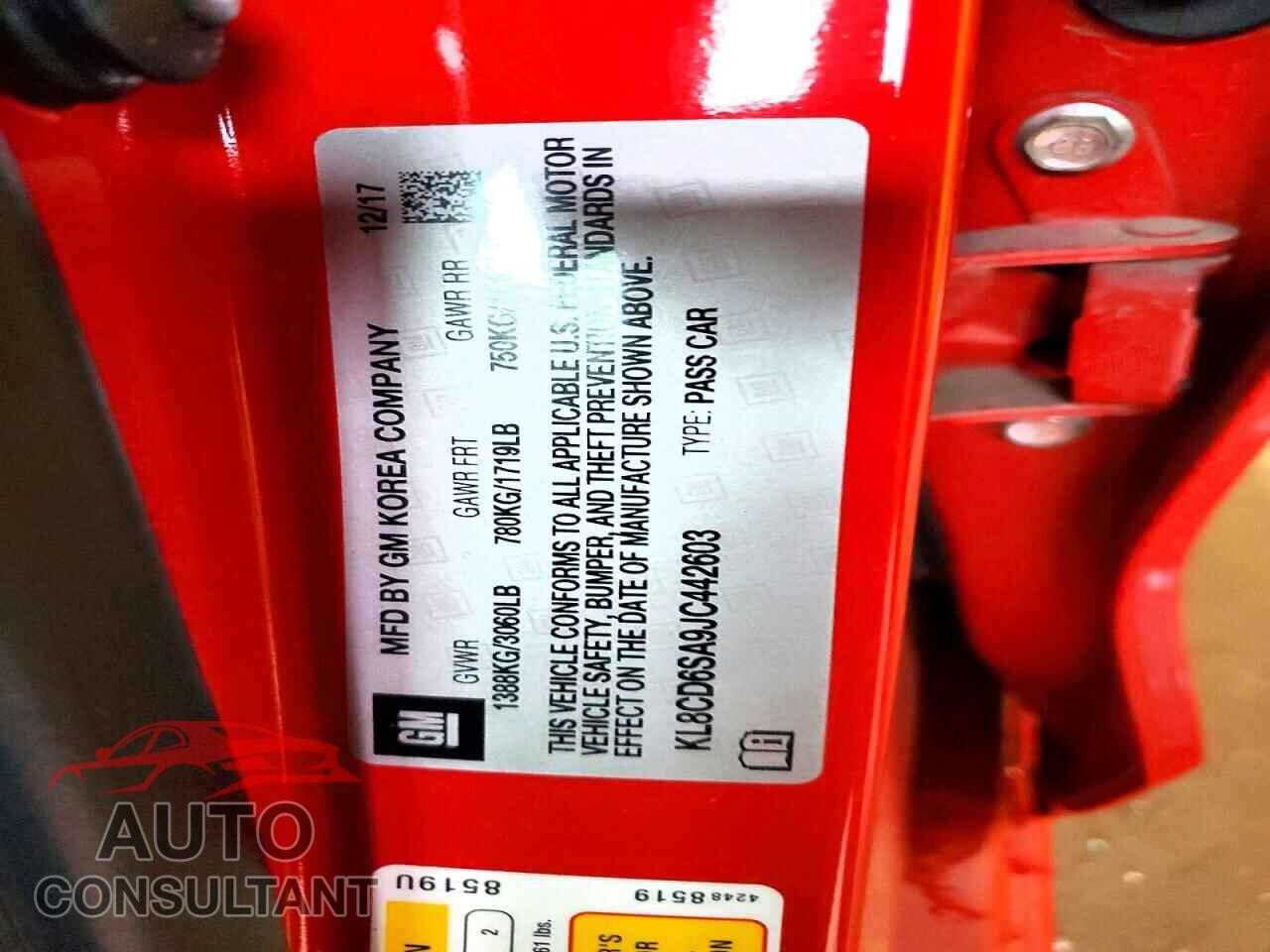 CHEVROLET SPARK 2018 - KL8CD6SA9JC442603