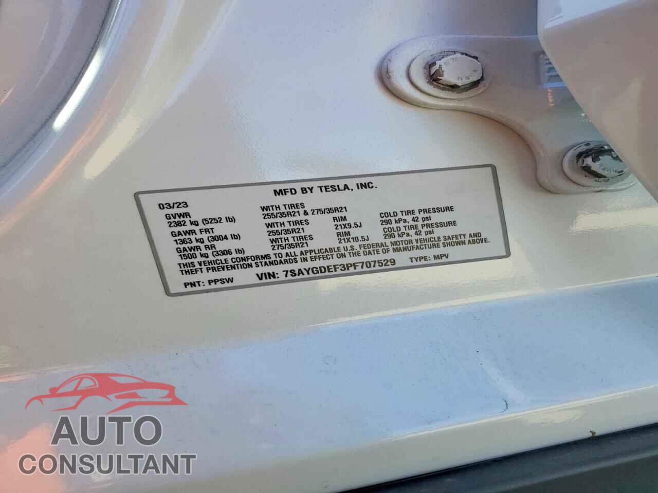 TESLA MODEL Y 2023 - 7SAYGDEF3PF707529