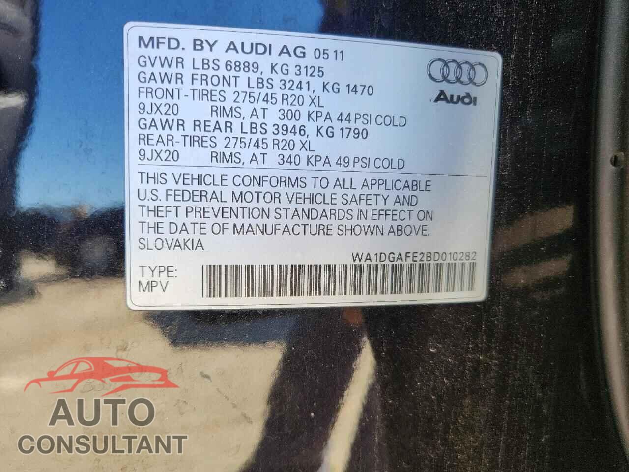 AUDI Q7 2011 - WA1DGAFE2BD010282