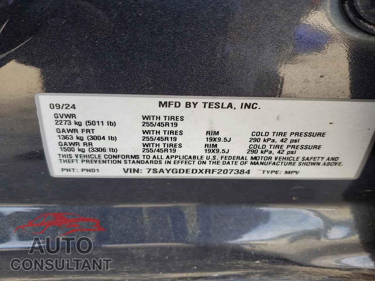 TESLA MODEL Y 2024 - 7SAYGDEDXRF207384