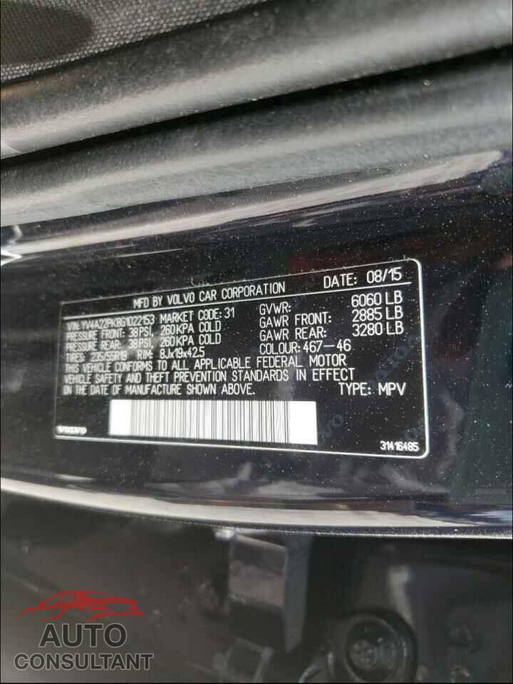 VOLVO XC90 2016 - YV4A22PK8G1022153