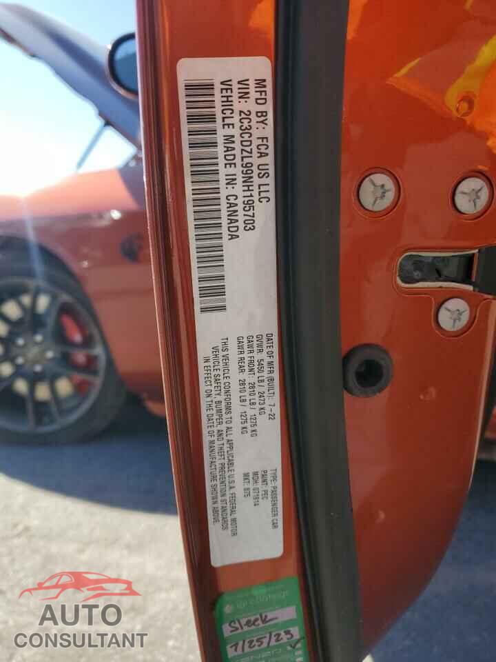 DODGE CHALLENGER 2022 - 2C3CDZL99NH195703