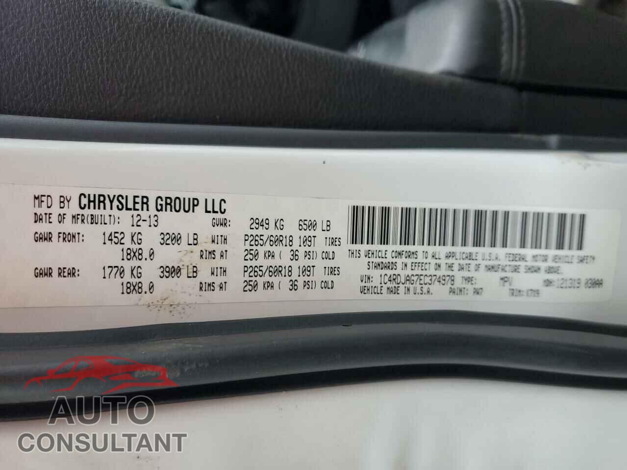 DODGE DURANGO 2014 - 1C4RDJAG7EC374978