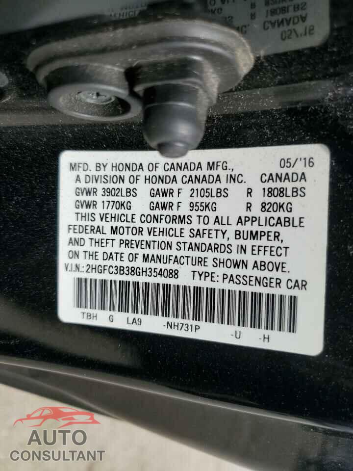 HONDA CIVIC 2016 - 2HGFC3B38GH354088