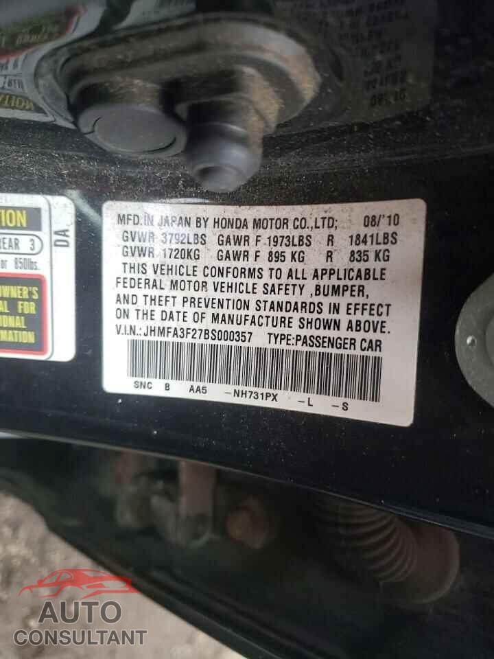 HONDA CIVIC 2011 - JHMFA3F27BS000357