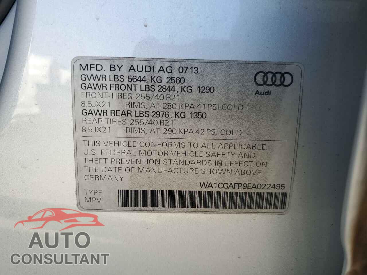 AUDI SQ5 2014 - WA1CGAFP9EA022495