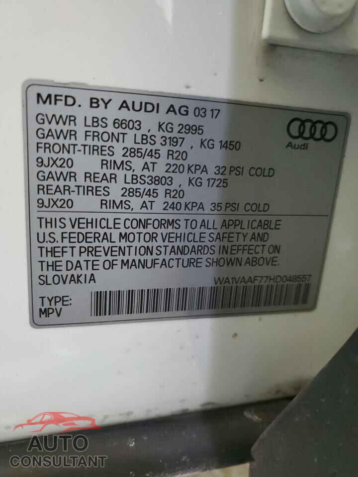 AUDI Q7 2017 - WA1VAAF77HD048557