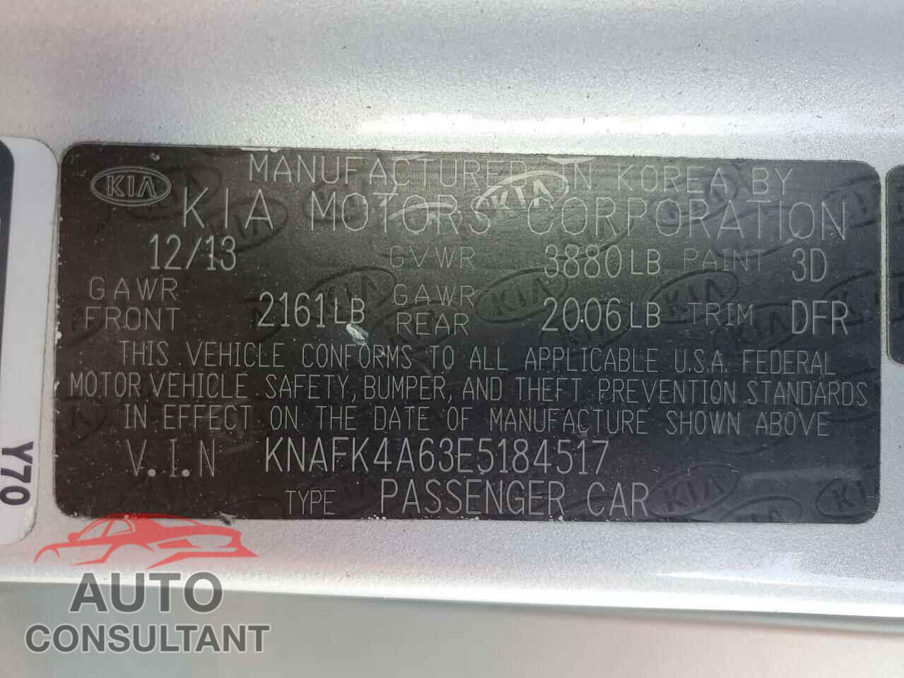 KIA FORTE 2014 - KNAFK4A63E5184517