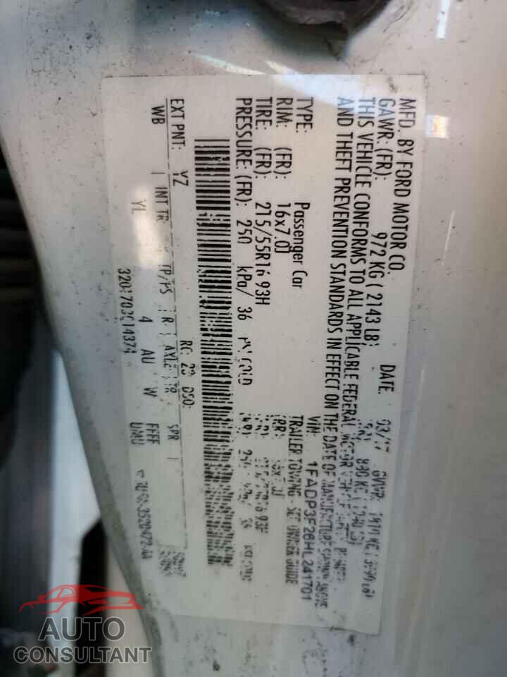 FORD FOCUS 2017 - 1FADP3F26HL241701