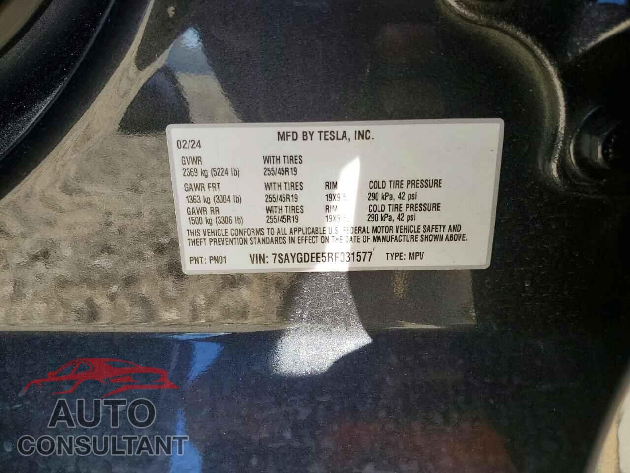 TESLA MODEL Y 2024 - 7SAYGDEE5RF031577