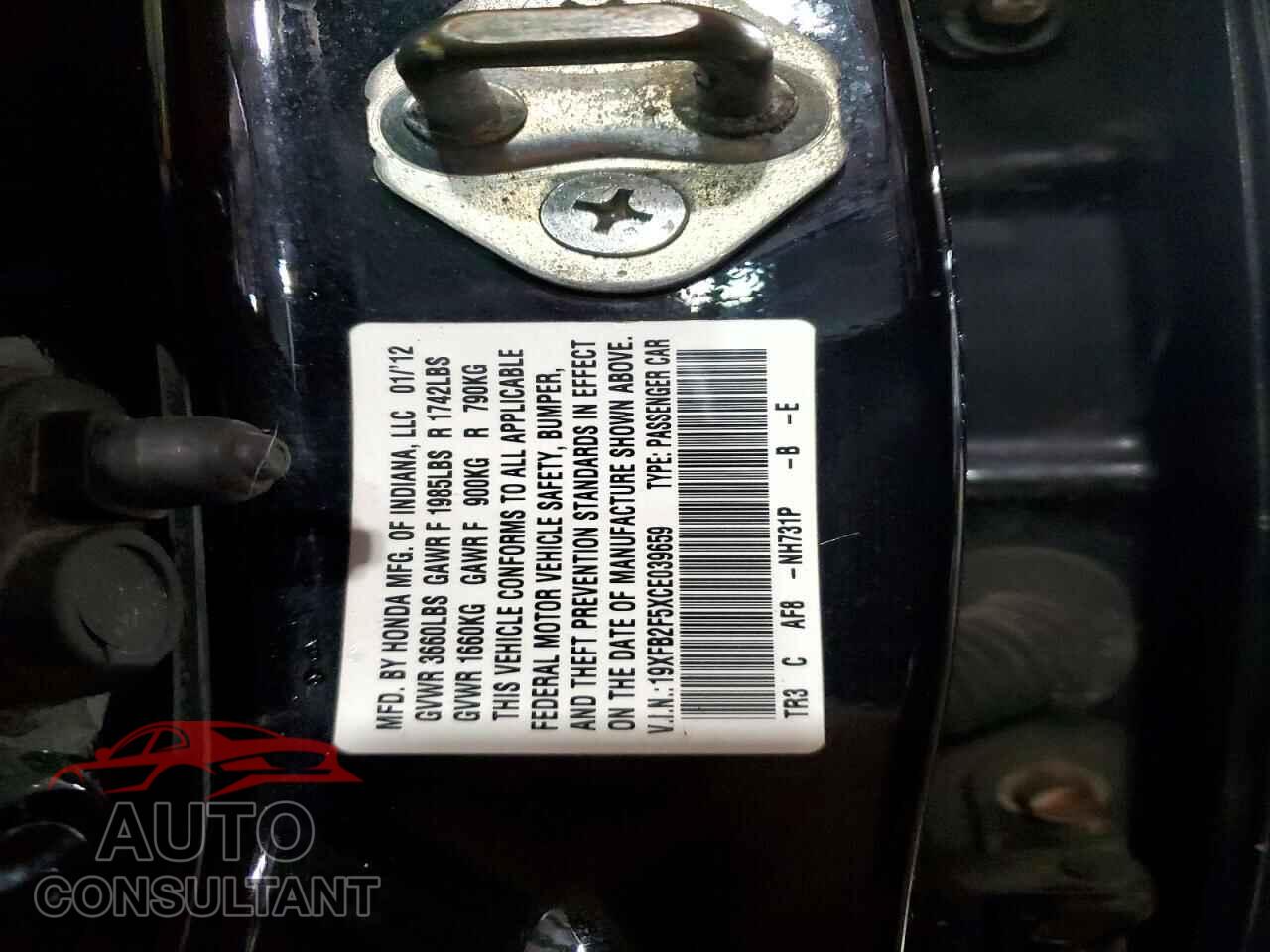 HONDA CIVIC 2012 - 19XFB2F5XCE039659