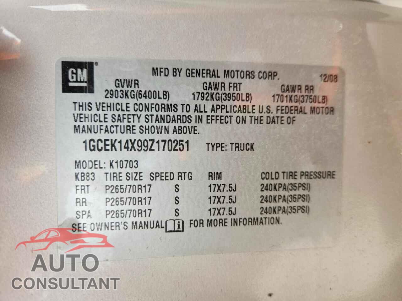 CHEVROLET SILVERADO 2009 - 1GCEK14X99Z170251