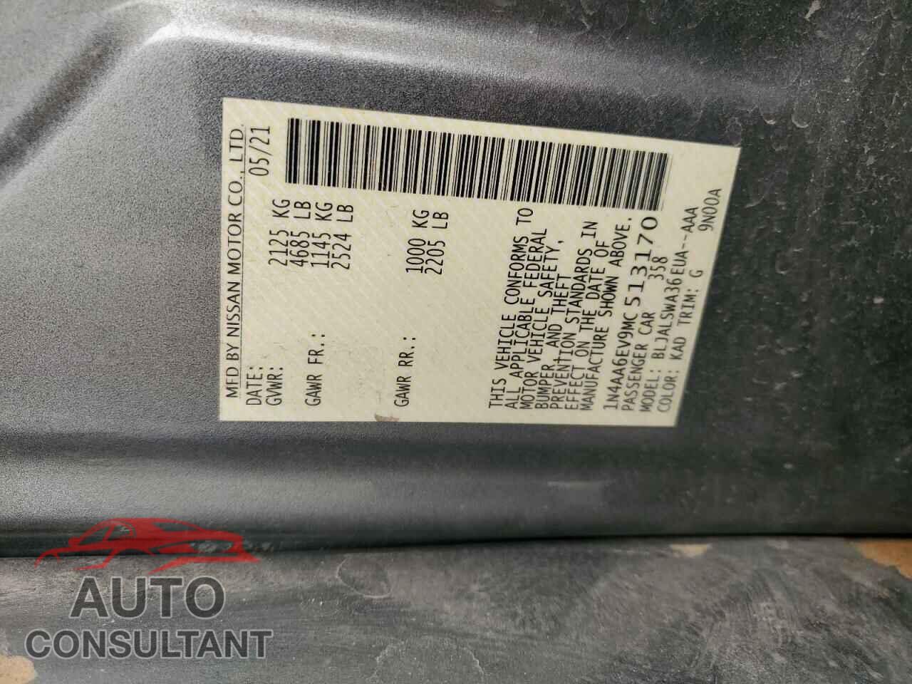 NISSAN MAXIMA 2021 - 1N4AA6EV9MC513170