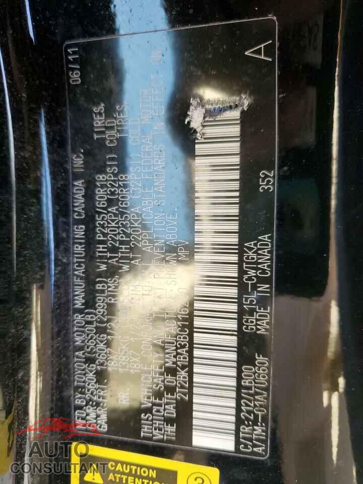 LEXUS RX350 2011 - 2T2BK1BA3BC116280
