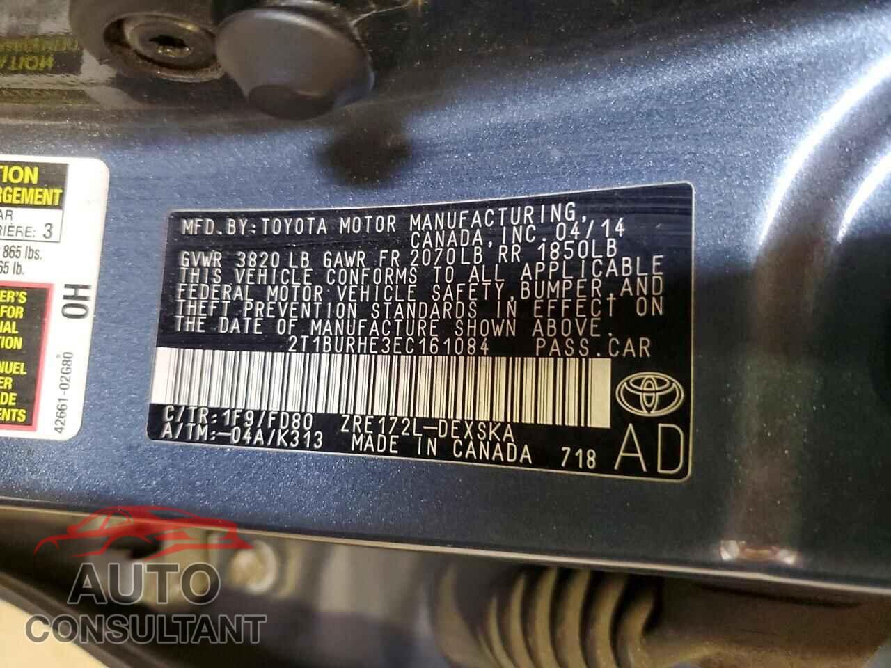 TOYOTA COROLLA 2014 - 2T1BURHE3EC161084