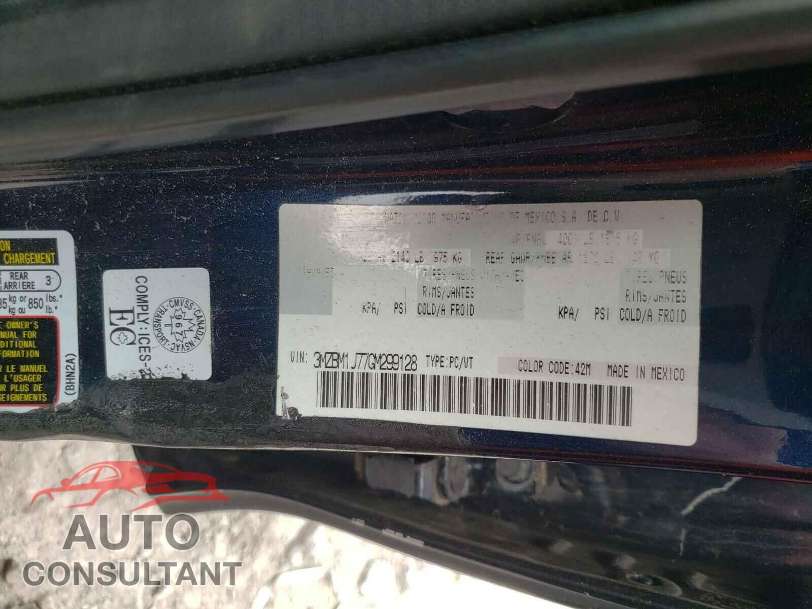 MAZDA 3 2016 - 3MZBM1U77GM299128
