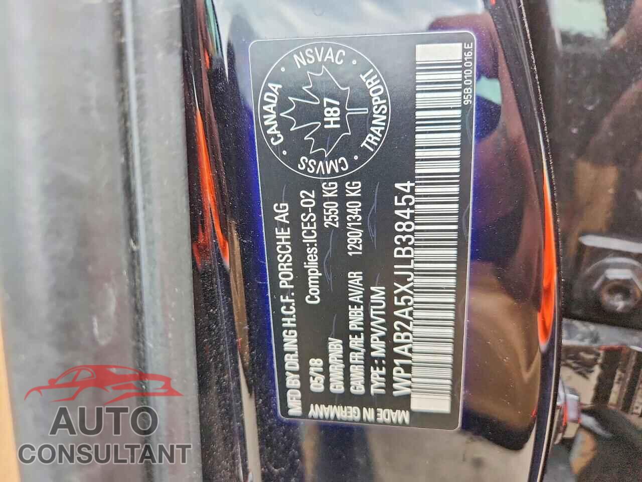 PORSCHE MACAN 2018 - WP1AB2A5XJLB38454