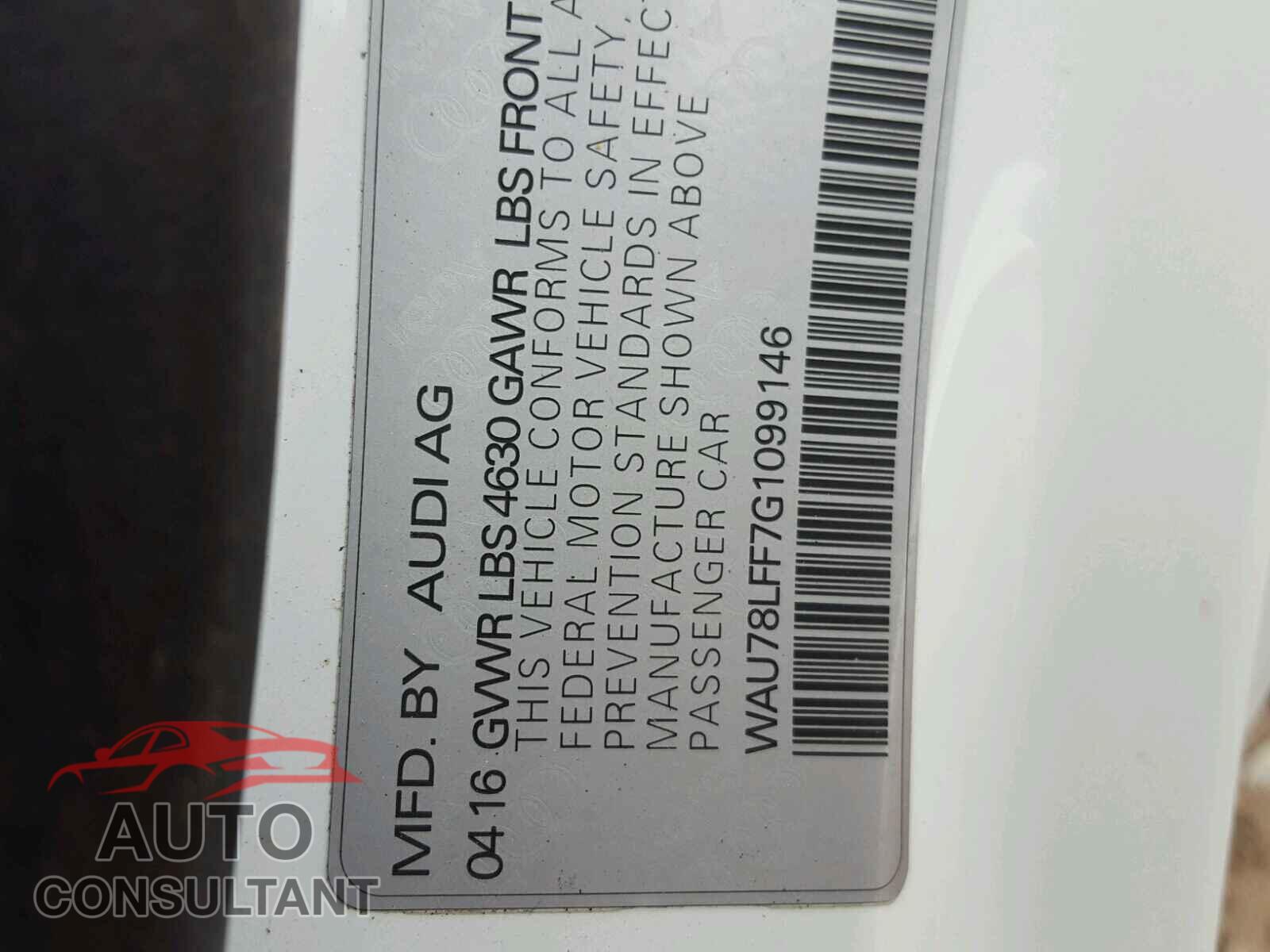 AUDI A3 2016 - WAU78LFF7G1099146