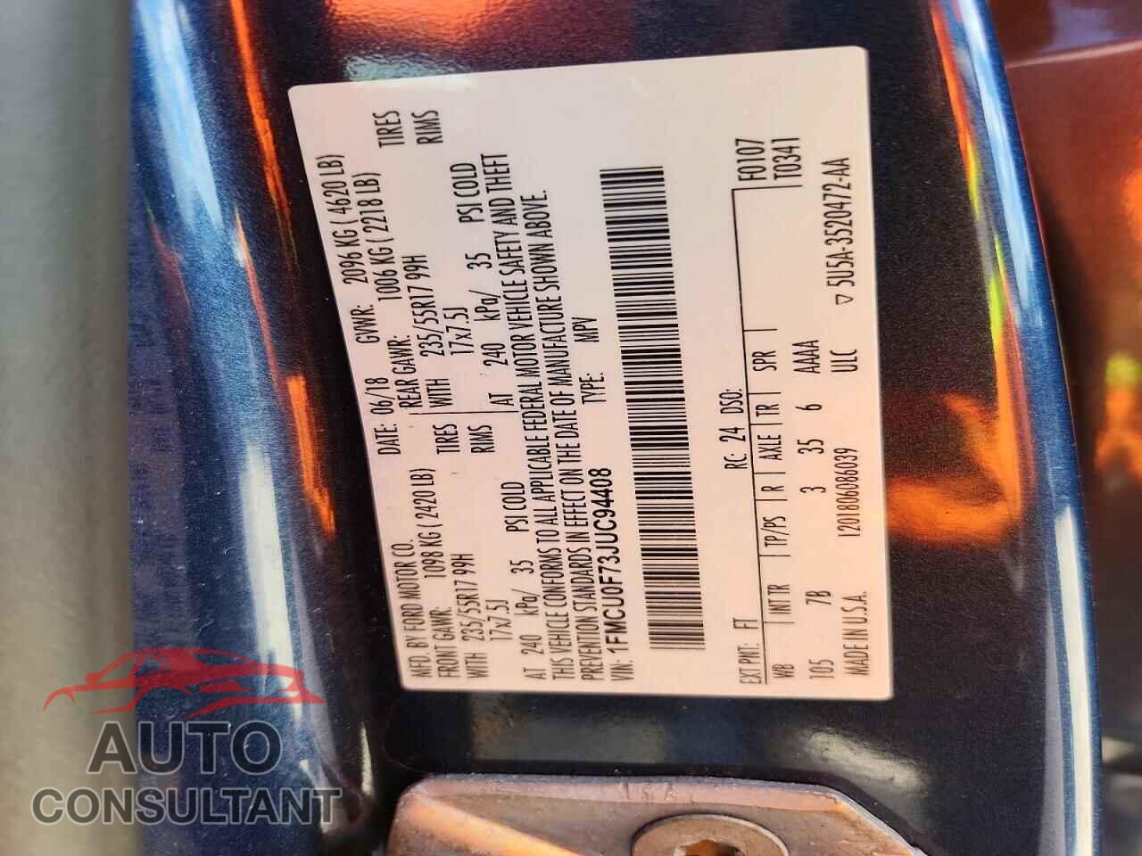 FORD ESCAPE 2018 - 1FMCU0F73JUC94408