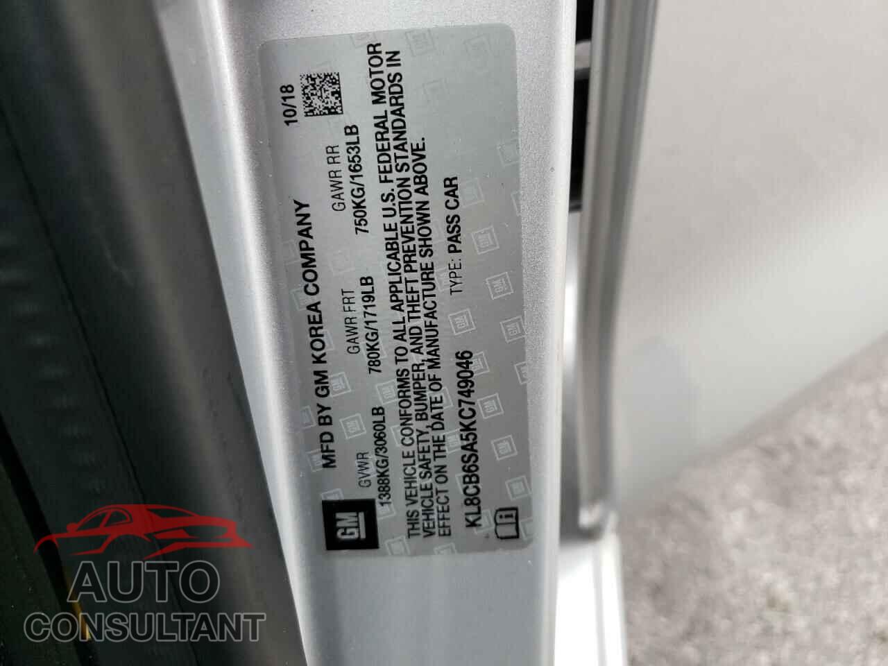 CHEVROLET SPARK 2019 - KL8CB6SA5KC749046