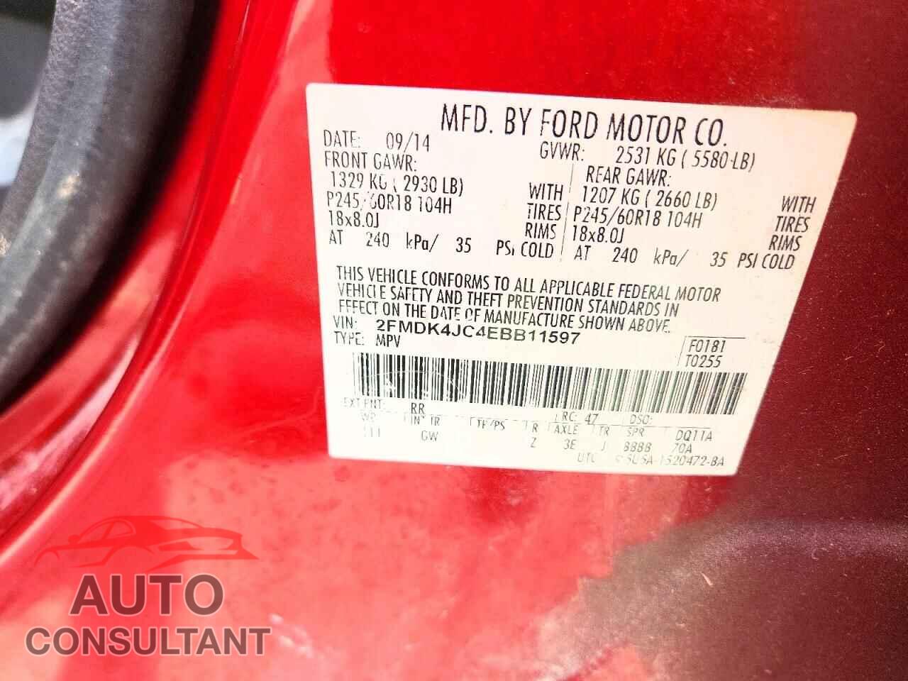 FORD EDGE 2014 - 2FMDK4JC4EBB11597