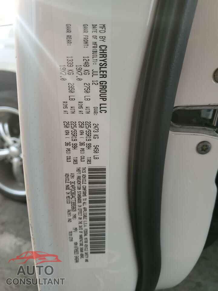 DODGE JOURNEY 2012 - 3C4PDCBG4CT395869