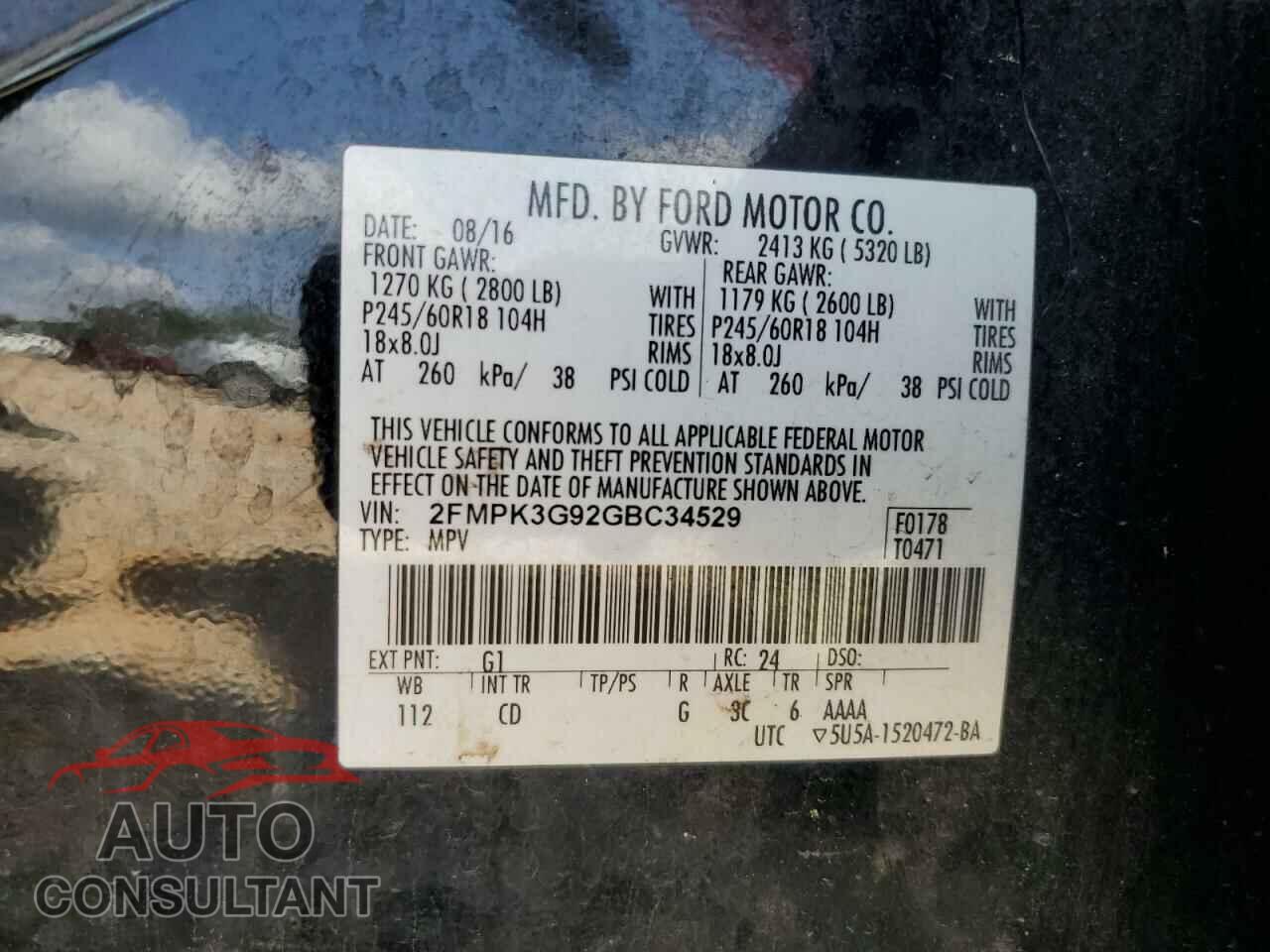 FORD EDGE 2016 - 2FMPK3G92GBC34529