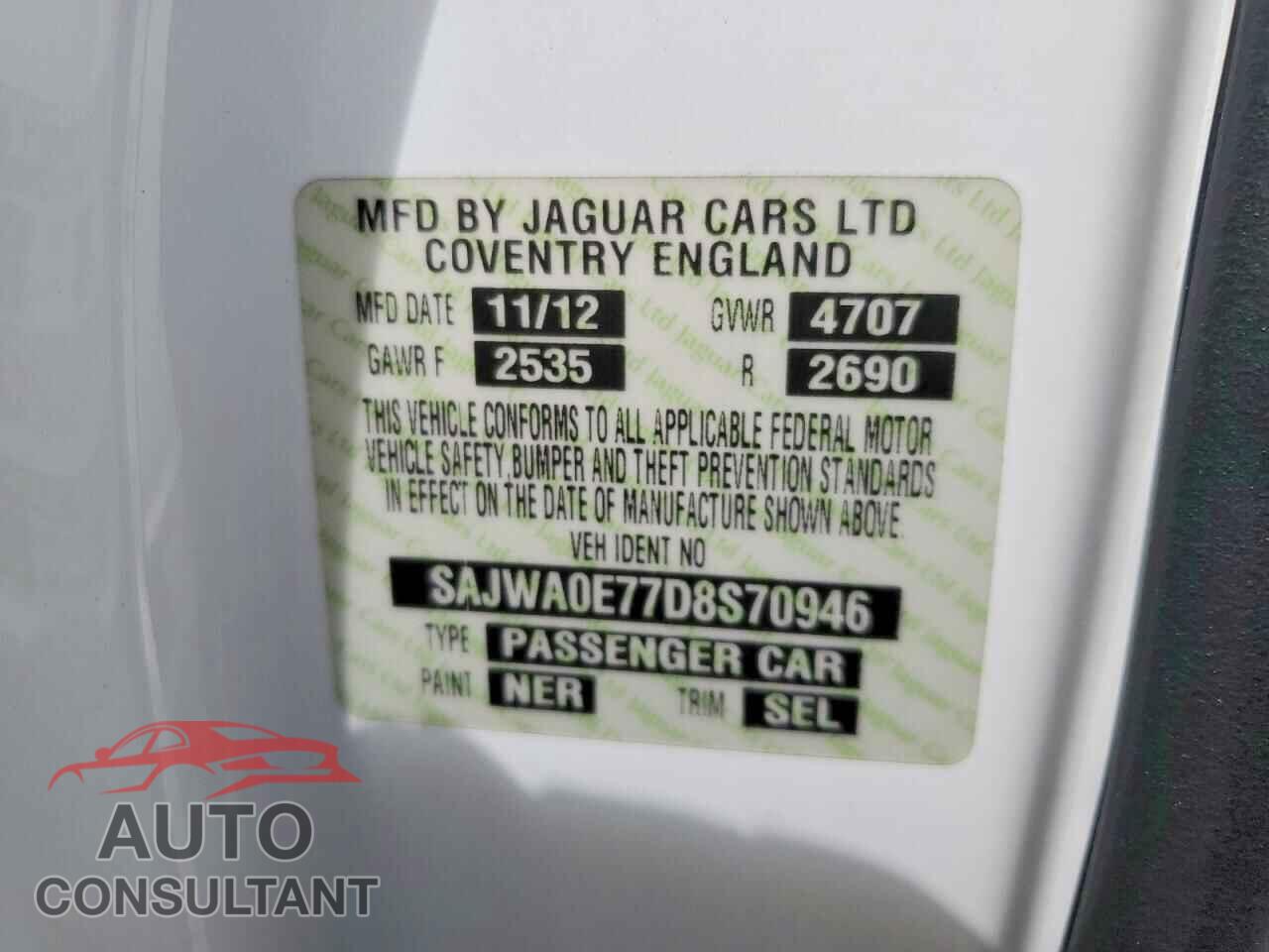 JAGUAR XF 2013 - SAJWA0E77D8S70946