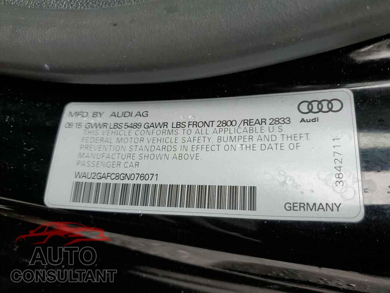 AUDI A7 2016 - WAU2GAFC8GN076071