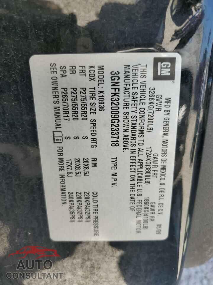 CHEVROLET AVALANCHE 2009 - 3GNFK32009G233718