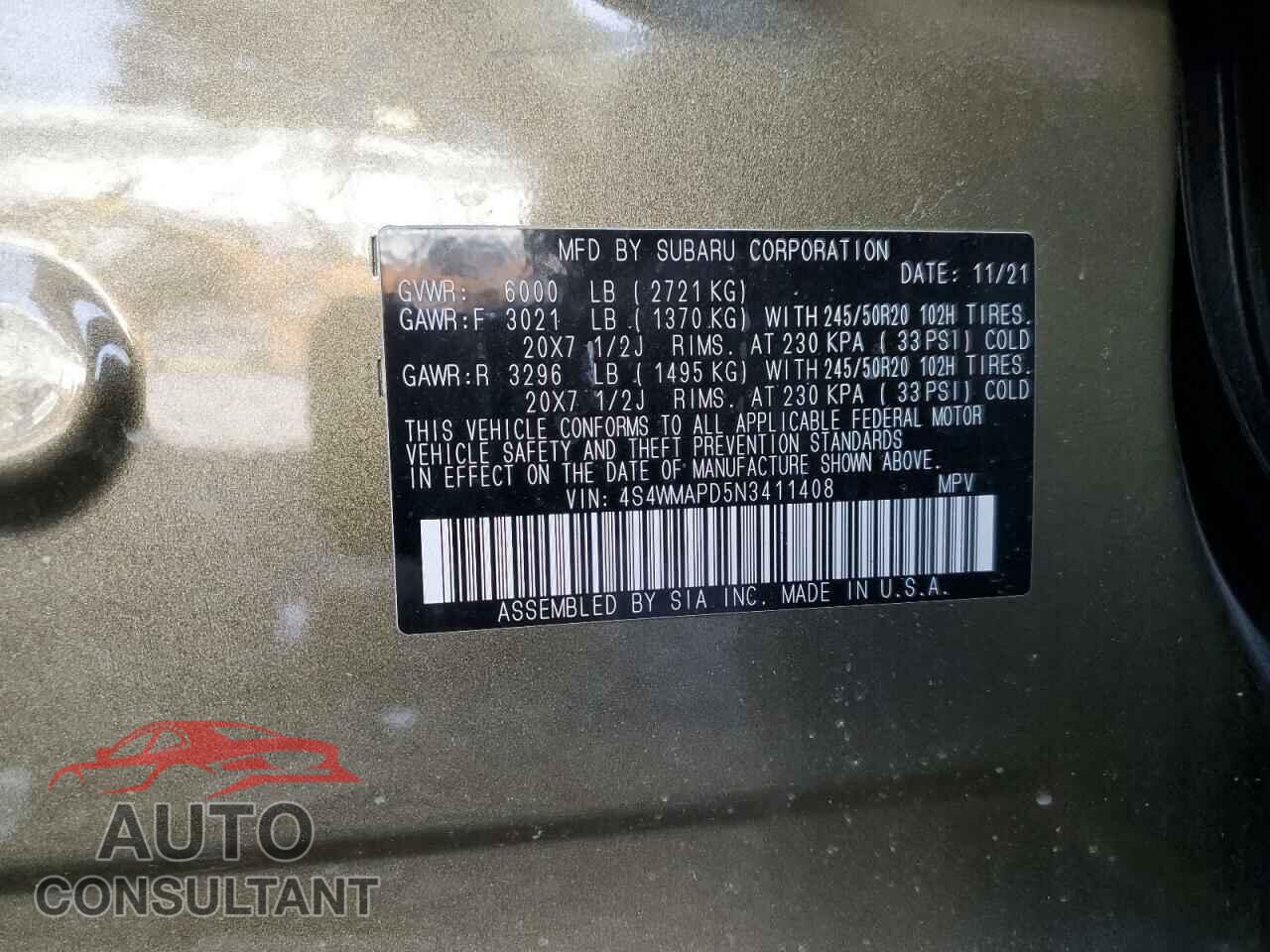 SUBARU ASCENT 2022 - 4S4WMAPD5N3411408
