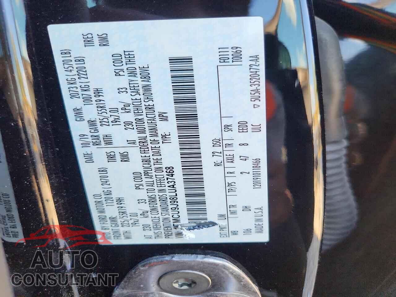 FORD ESCAPE 2020 - 1FMCU9J98LUA37468
