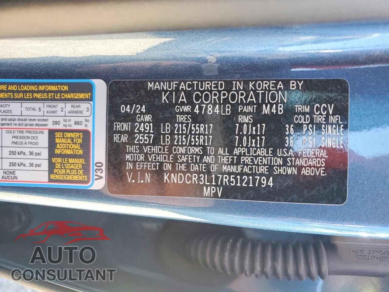KIA UNKNOWN 2024 - KNDCR3L17R5121794