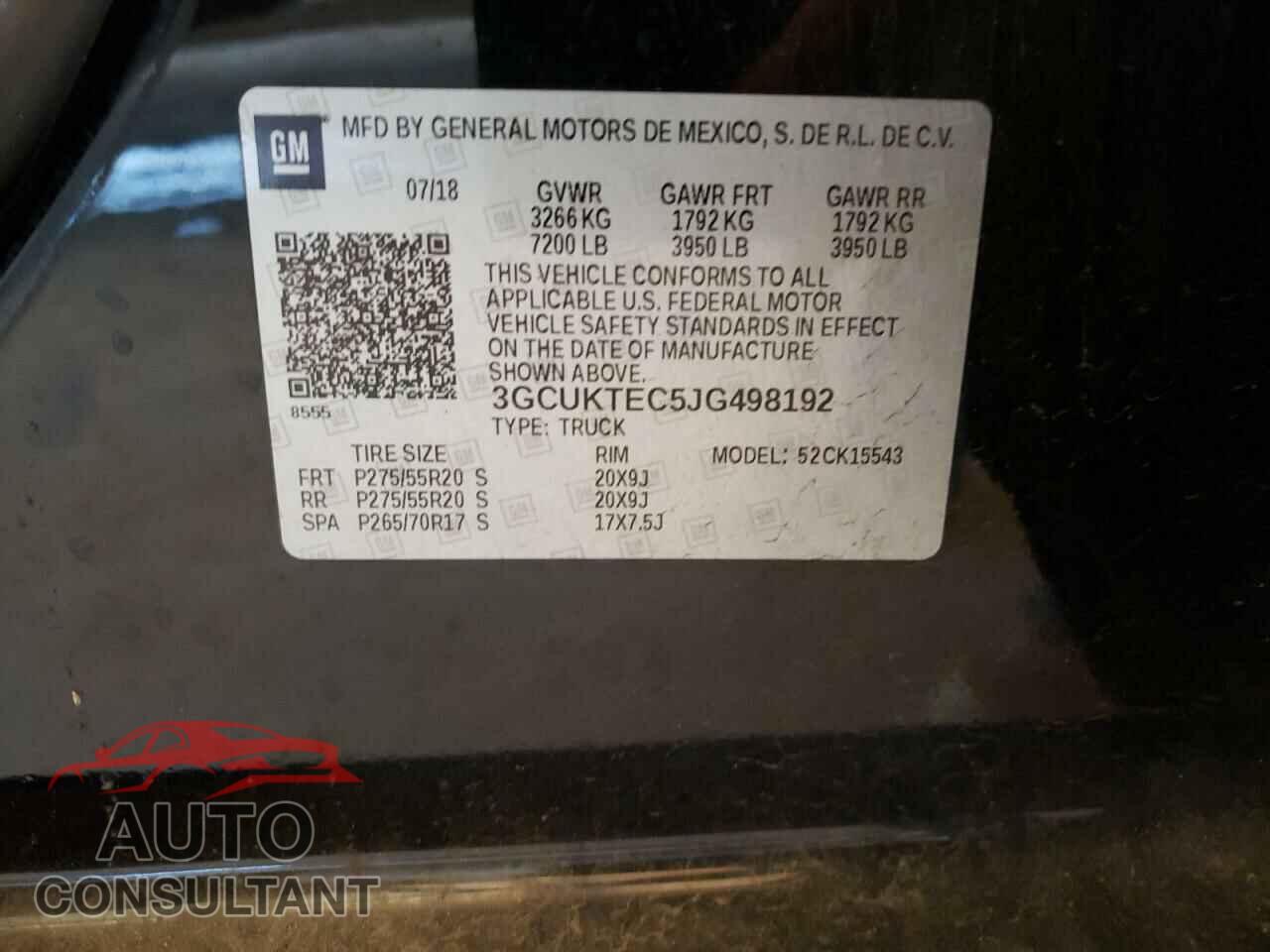 CHEVROLET SILVERADO 2018 - 3GCUKTEC5JG498192