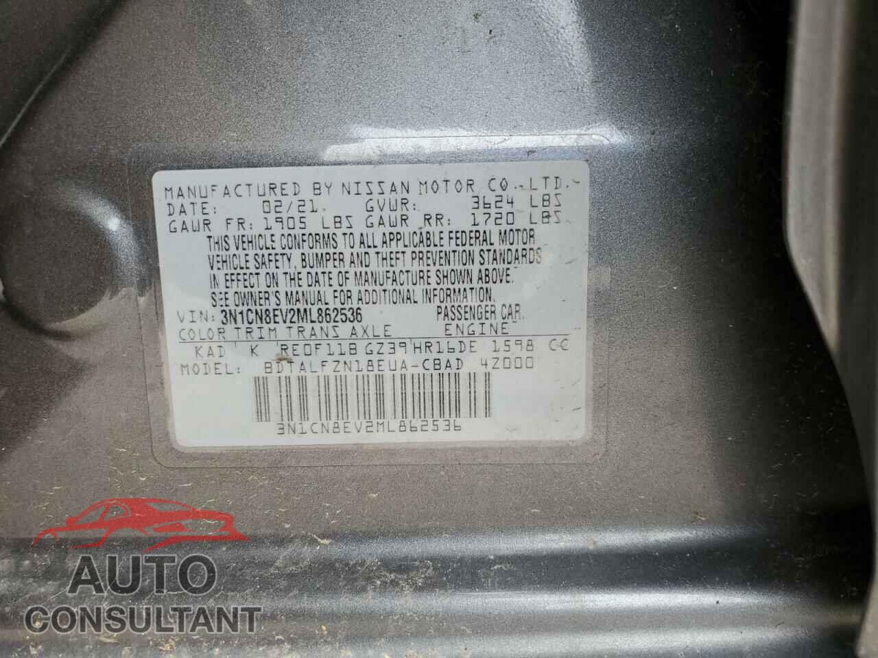 NISSAN VERSA 2021 - 3N1CN8EV2ML862536