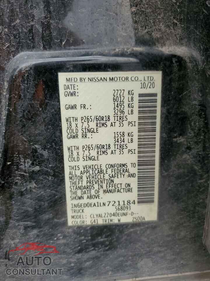 NISSAN FRONTIER 2020 - 1N6ED0EA1LN721184
